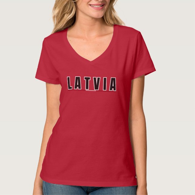T-shirt LETTRE lettonne simple moderne Lettonie Drapeau So (Devant)