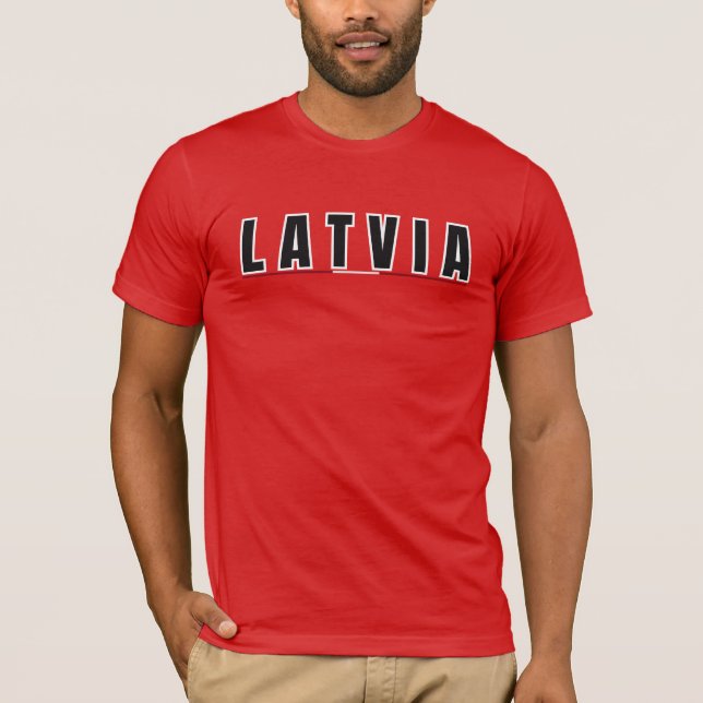T-shirt LETTRE lettonne simple moderne Lettonie Drapeau So (Devant)