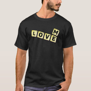 T-shirt Lettre 'Love Me' tuiles en bois blocs de construct