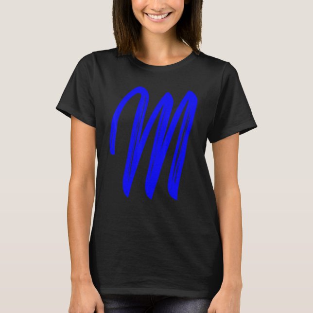 T-shirt Lettre M Alphabet Grand bleu Graphique initial (Devant)