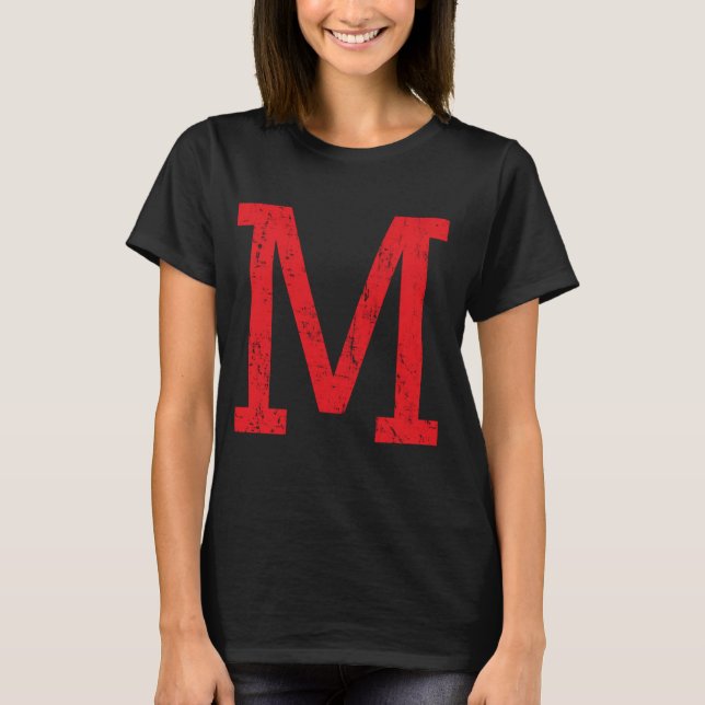 T-shirt Lettre M Alphabet majuscule École classique initia (Devant)