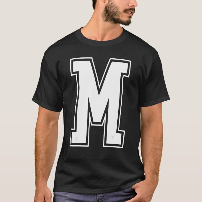 T-shirt Lettre M Majuscule Alphabet Initial Chevron Mon (Devant)