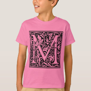 T-shirt Lettre M Monogramme médiéval Art Nouveau