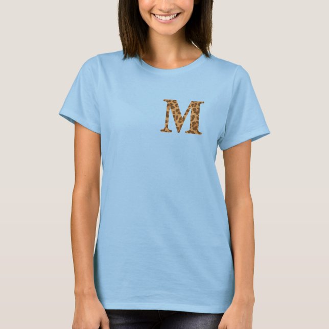 T-shirt Lettre M Prénom Monogramme Empreinte de léopard in (Devant)