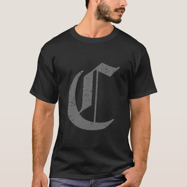 T-shirt LETTRE MAJUSCULE Calligraphique C GRAUNGE (Devant)