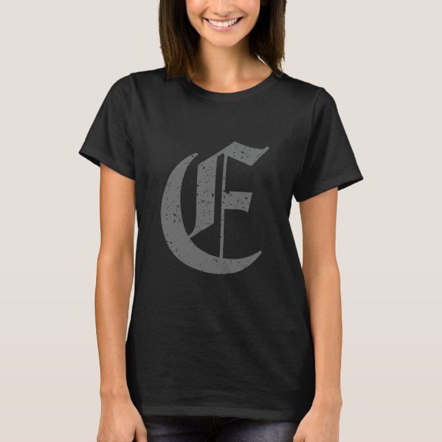 T-shirt LETTRE MAJUSCULE Calligraphique E GRAUNGE (Devant)