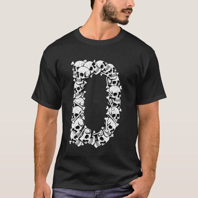 T-shirt Lettre majuscule initiale D Costume drôle d'Hallow (Devant)