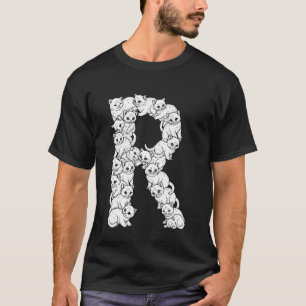 T-shirt Lettre majuscule initiale R Chat drôle amateur de