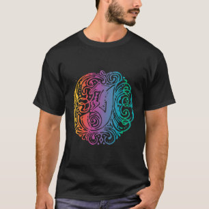 T-shirt LETTRE MAJUSCULE J INITIALE Vintage RÉtro Gradi