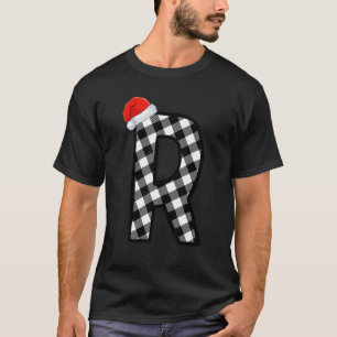 T-shirt LETTRE MAJUSCULE PLAN XMAS R Père Noël MONogramme