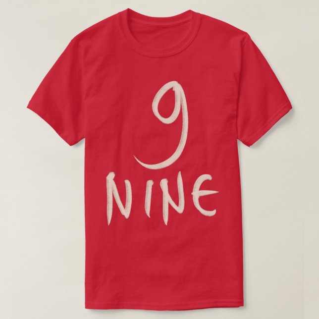 T-shirt Lettre manuscrite numéro 9 neuf (Design devant)