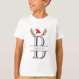 T-shirt Lettre monogramme B Xmas Nom Drôle de Noël