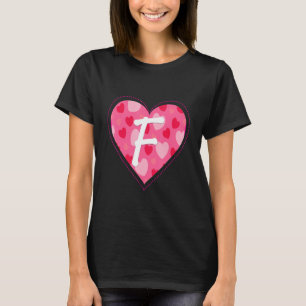 T-shirt Lettre Monogramme initiale F Motif cardiaque pour