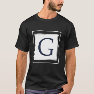 T-shirt Lettre monographie G Alphabet G Marine initiale bl