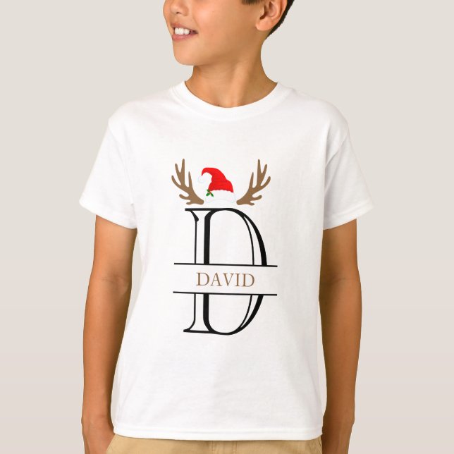 T-shirt LETTRE MONOGRAPHIQUE PERSONNALISÉE D Antlers Xmas (Devant)