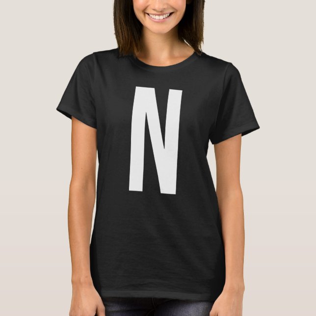 T-SHIRT LETTRE N ALPHABET MONOGRAMME INITIALE (Devant)