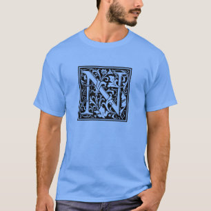 T-shirt Lettre N Monogramme médiéval Art Nouveau