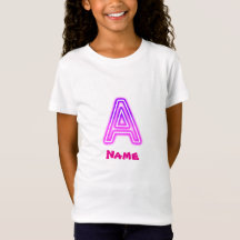 Lettre néon A monogramme lumineux rose violet init