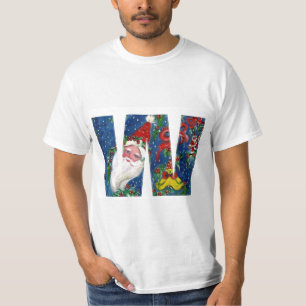 T-SHIRT LETTRE NOËL W / SANTA CLAUS AVEC RIBBON ROUGE