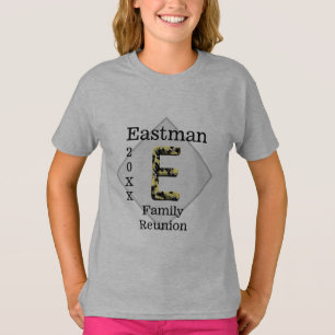 T-SHIRT LETTRE NOIRE E MONOGRAPHE UNIQUE DE LA RÉUNION DE