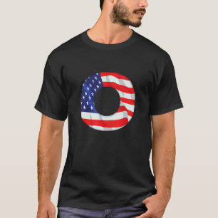 T-shirt Lettre O Alphabet majuscule Usa American Flag Mono