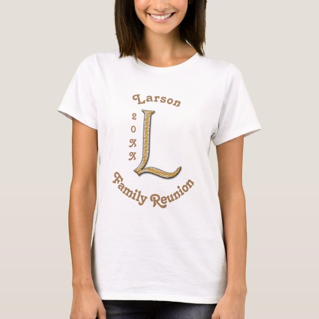 T-shirt Lettre or et argent de la Réunion familiale L Mono (Devant)