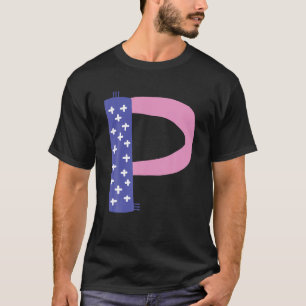 T-shirt LETTRE-P alphabet blanc Caractère-P