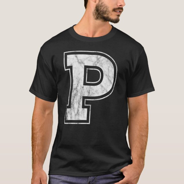 T-SHIRT LETTRE P MAJUSCULE MONOGRAPHIQUE INITIAL (Devant)