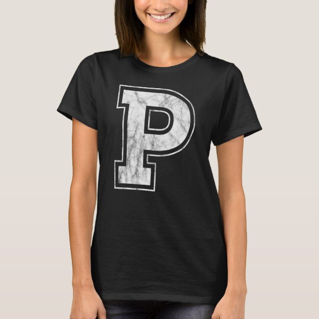 T-SHIRT LETTRE P MAJUSCULE MONOGRAPHIQUE INITIAL (Devant)