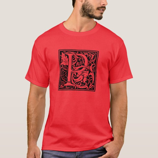 T-shirt Lettre P Monogramme médiéval Art Nouveau (Devant)