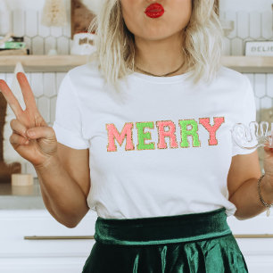T-shirt Lettre patchs Joyeux Noël