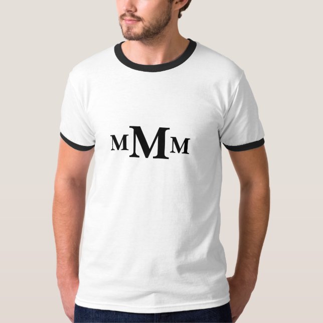 T-shirt Lettre personnalisée "M" Modèle Monogramme (Devant)