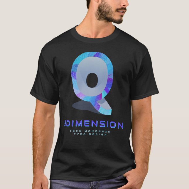 T-shirt Lettre Q Moderne Monogramme Stylée 3D Tech (Devant)