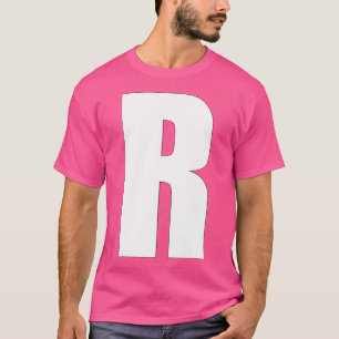 T-shirt Lettre R Bold Capital Blanc R Pour Les Noms D'Équi