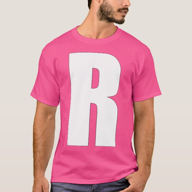 T-shirt Lettre R Bold Capital Blanc R Pour Les Noms D'Équi (Devant)