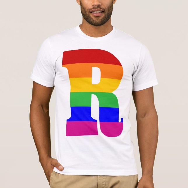 T-shirt Lettre R d'arc-en-ciel (Devant)