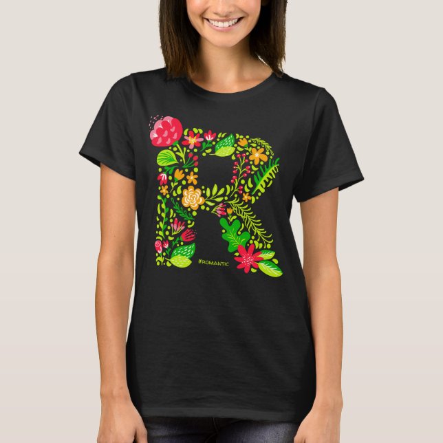T-shirt lettre R en fleurs (Devant)