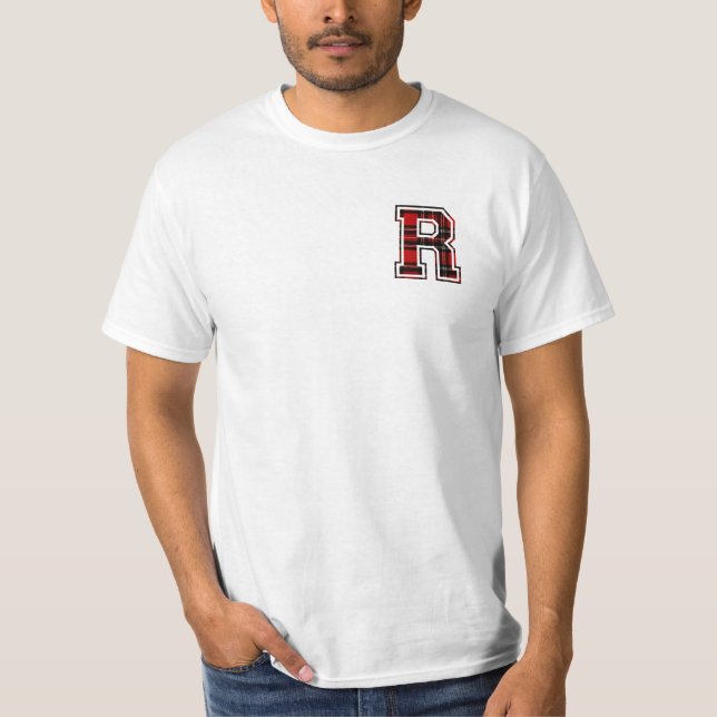 T-shirt Lettre R Prénom Monogramme Tartan initial Imprimer (Devant)