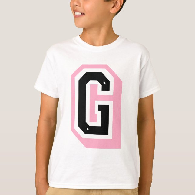T-shirt lettre rose noire G (Devant)