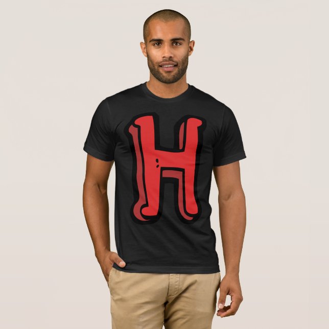 T-shirt Lettre rouge gras H Fun Alphabet (Devant entier)