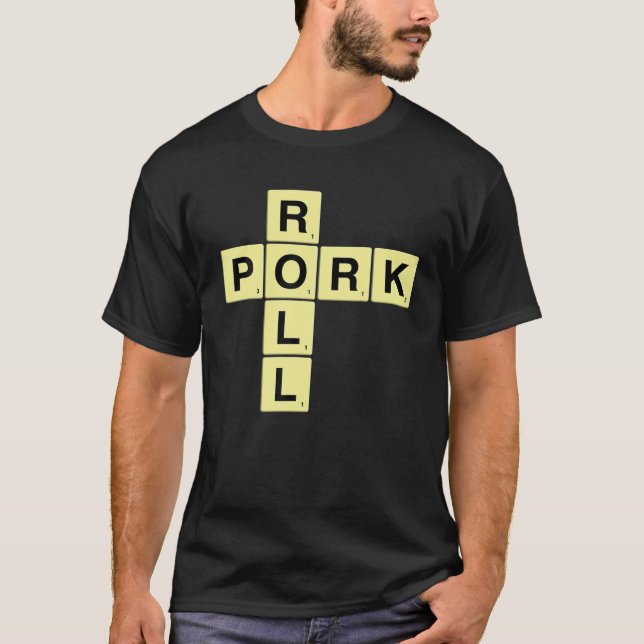 T-shirt Lettre Roulette de porc Mot Puzzle Jeu graphique N (Devant)