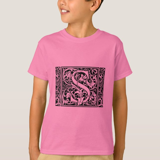 T-shirt Lettre S Monogramme médiéval Art Nouveau (Devant)