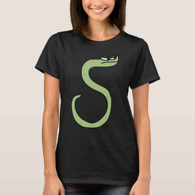 T-shirt Lettre serpent vert S Alphabet Lore (Devant)