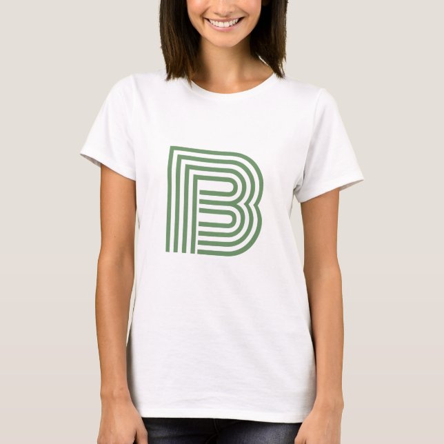T-shirt Lettre simple moderne Monogramme initial | Vert (Devant)