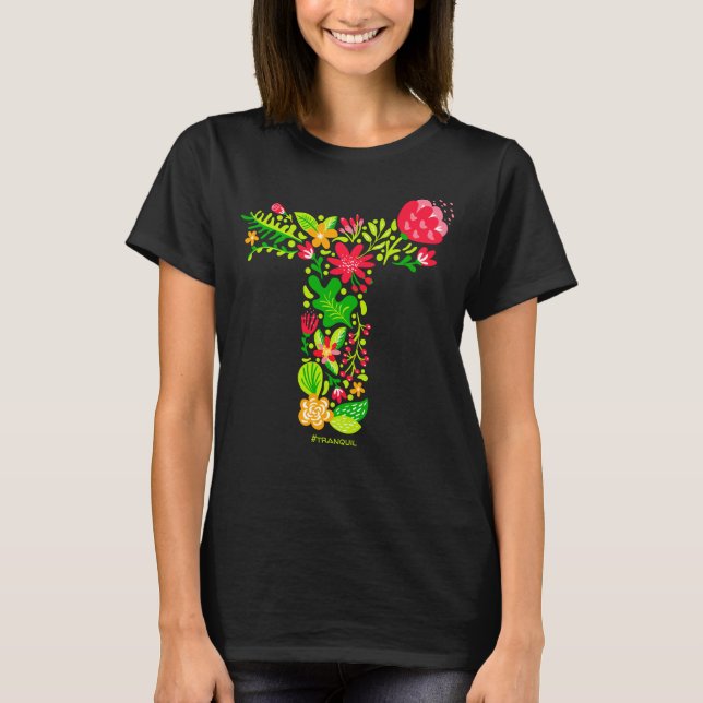 T-shirt lettre T en fleurs (Devant)