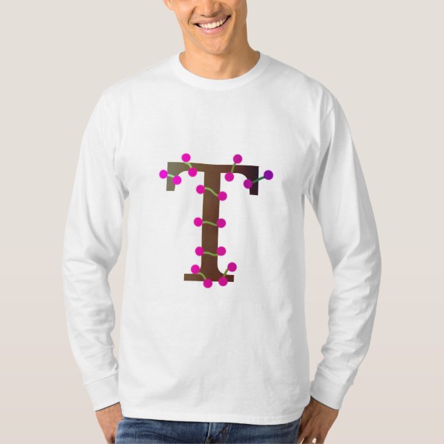 T-shirt Lettre T initiale décorative en blanc (Devant)