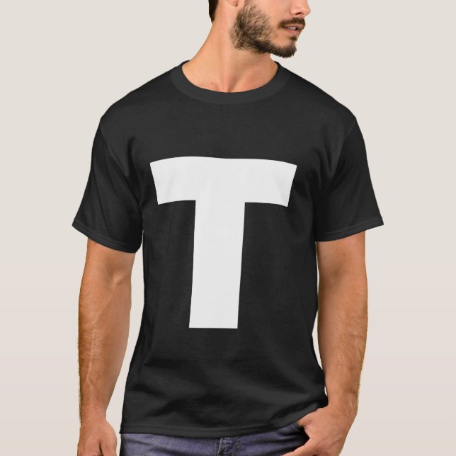 T-shirt Lettre T Majuscule Blanc Gras (Devant)