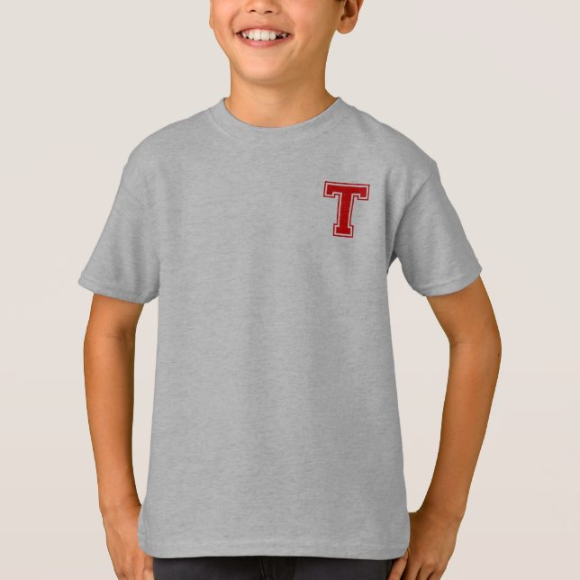 T-shirt Lettre T - Nom initial Alphabet Monogramme (Devant)