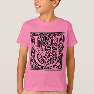 T-shirt Lettre U Monogramme médiéval Art Nouveau