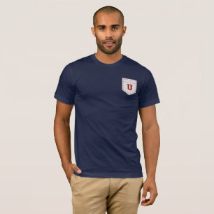 T-shirt Lettre U - Nom initial Alphabet Pocket Côté gauche